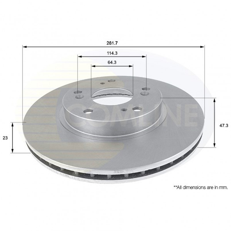 ADC0544V Comline - Диск гальмівний вентильований з покриттям