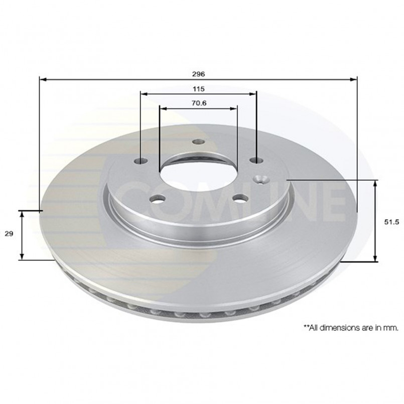 ADC1146V Comline - Диск гальмівний вентильований з покриттям