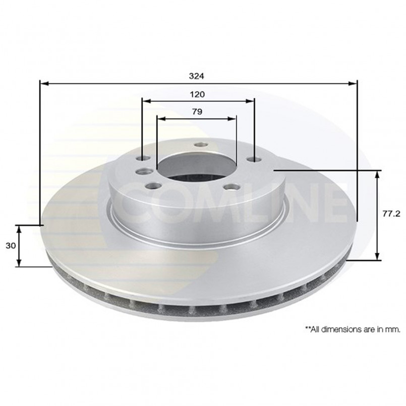 ADC1738V Comline - Диск гальмівний вентильований з покриттям