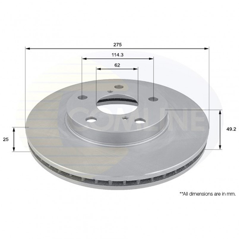 ADC01100V Comline - Диск гальмівний вентильований з покриттям