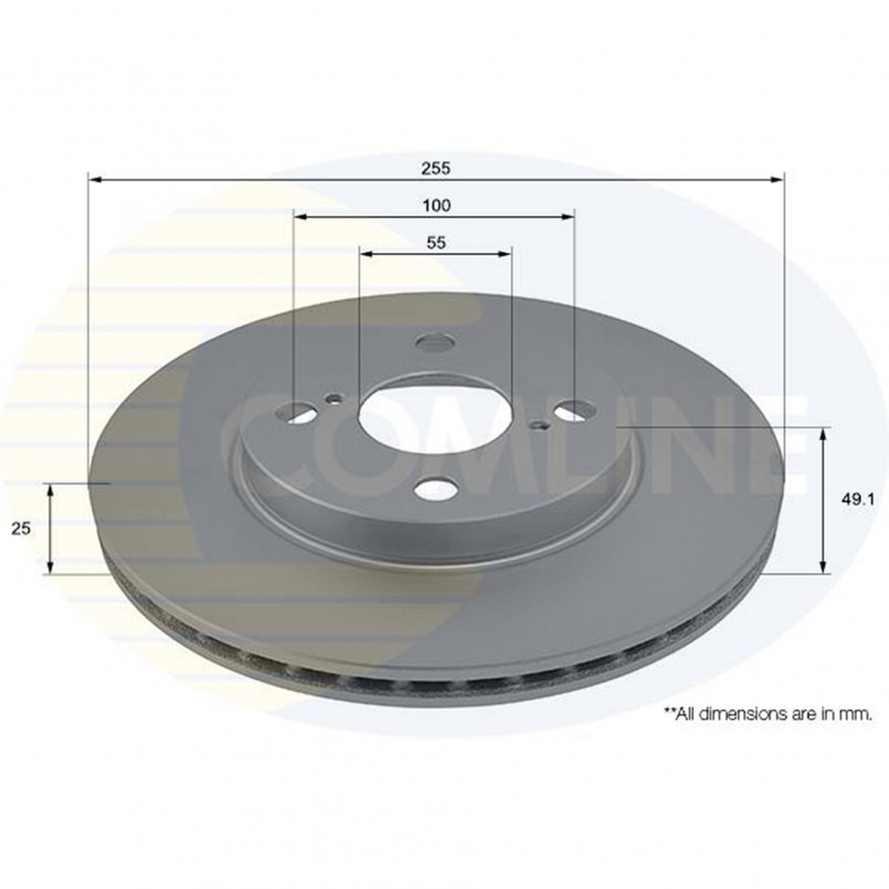 ADC01107V Comline - Диск гальмівний вентильований з покриттям