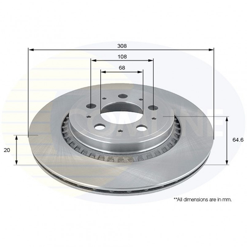 ADC1920V Comline - Диск гальмівний вентильований з покриттям