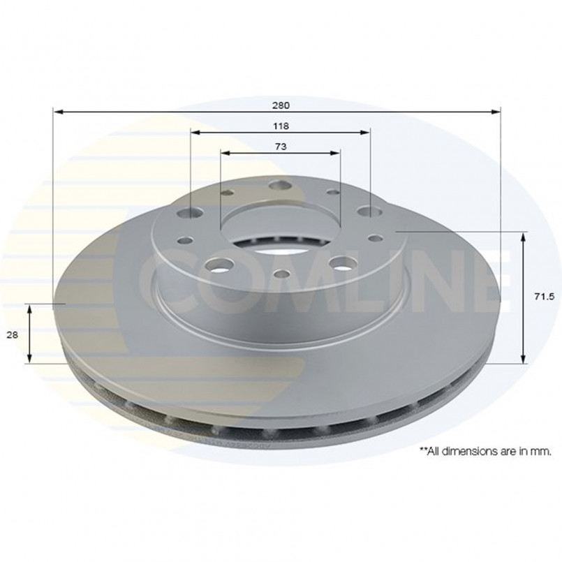 ADC2834V Comline - Диск гальмівний вентильований з покриттям