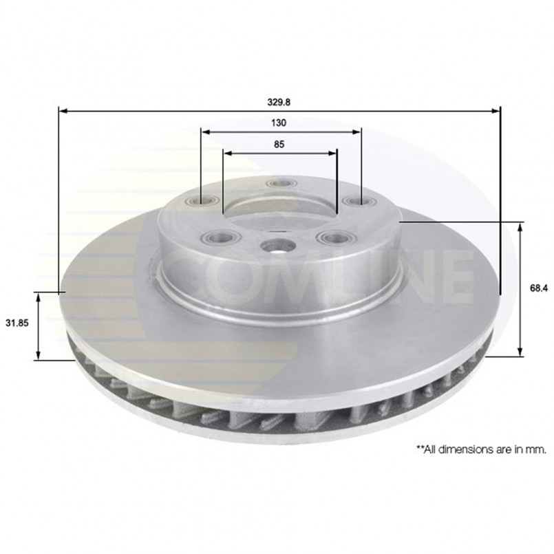 ADC1458V Comline - Диск гальмівний вентильований з покриттям (лівий)