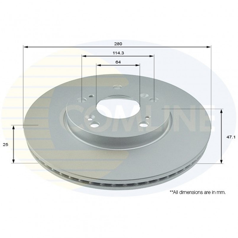 ADC0576V Comline - Диск гальмівний вентильований з покриттям