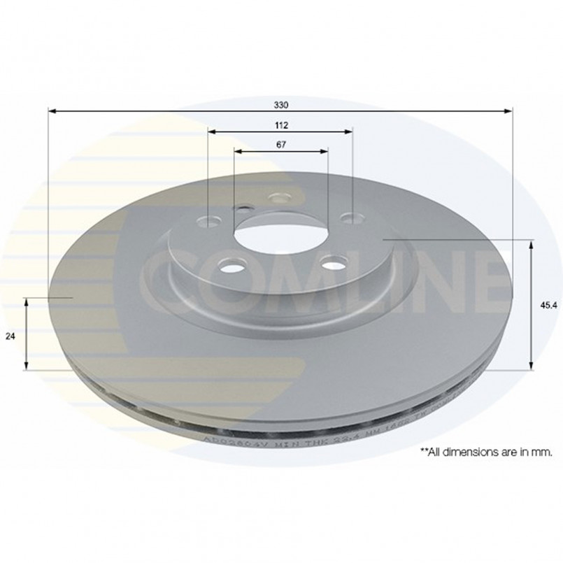 ADC2804V Comline - Диск гальмівний вентильований з покриттям