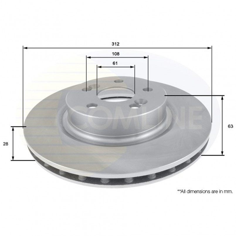 ADC2712V Comline - Диск гальмівний вентильований
