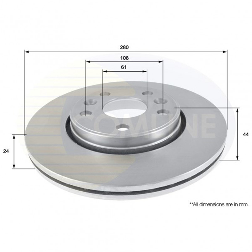 ADC2702V Comline - Диск гальмівний вентильований з покриттям