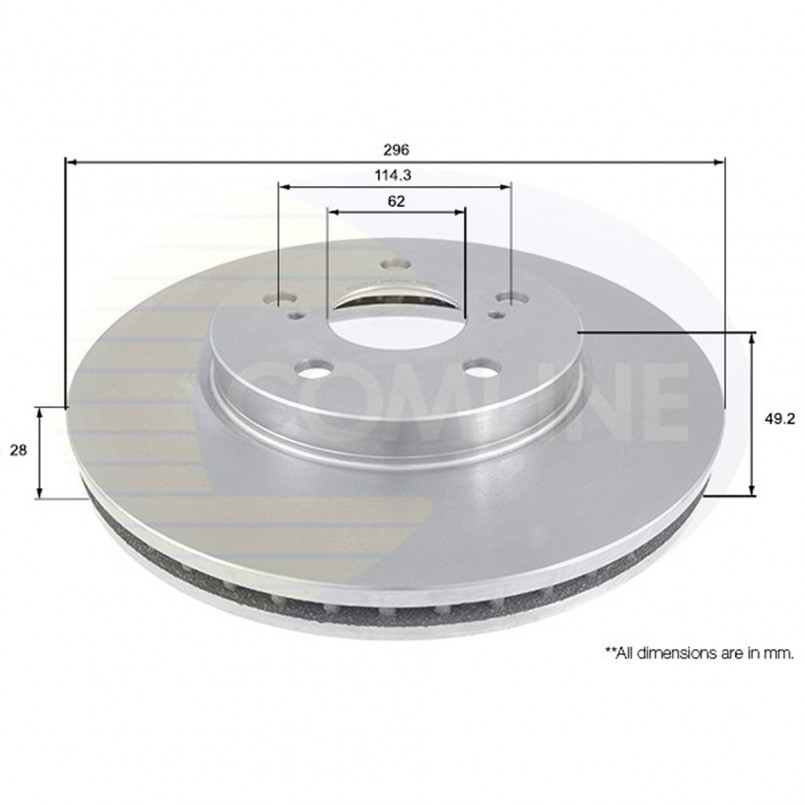 ADC01112V Comline - Диск гальмівний вентильований з покриттям