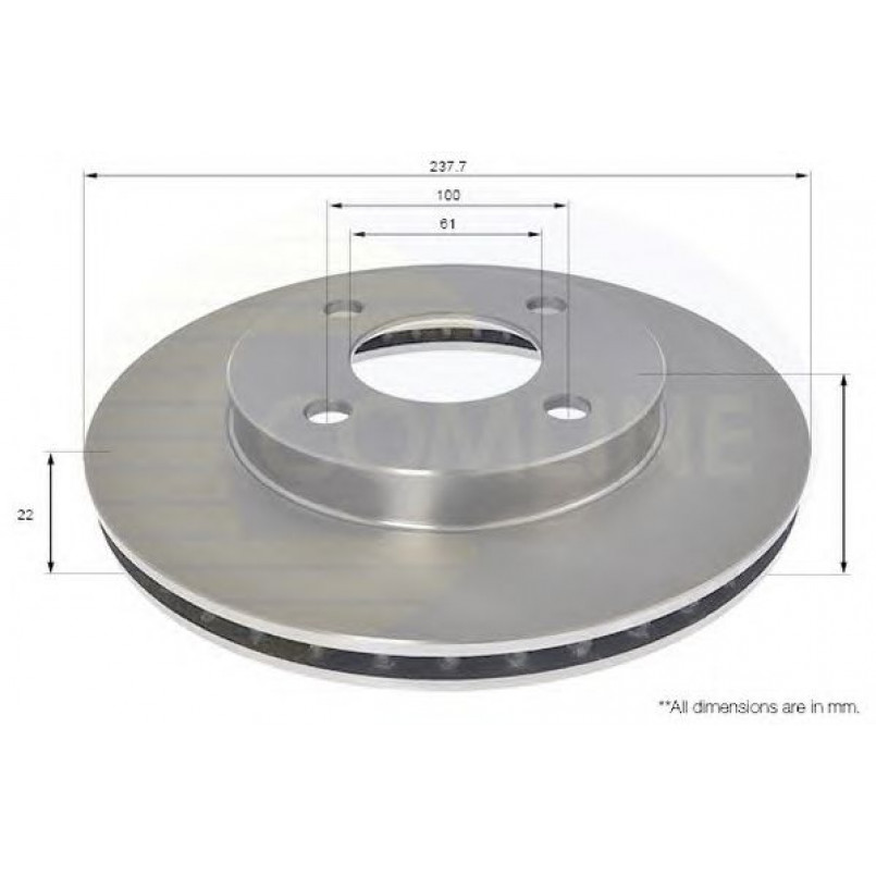 ADC0292V Comline - Диск гальмівний вентильований з покриттям