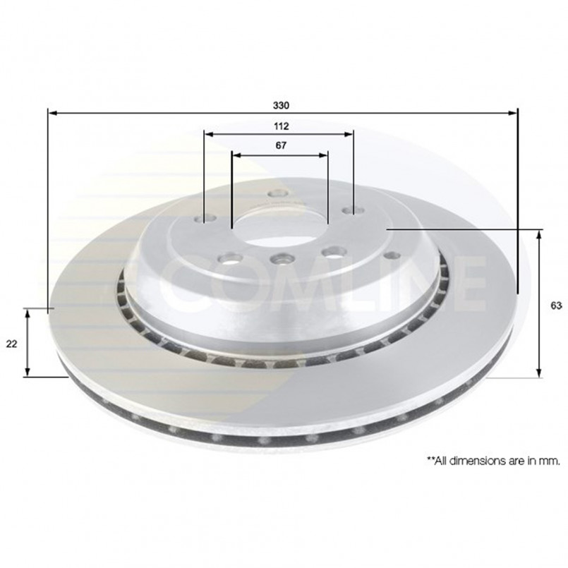 ADC1649V Comline - Диск гальмівний вентильований з покриттям