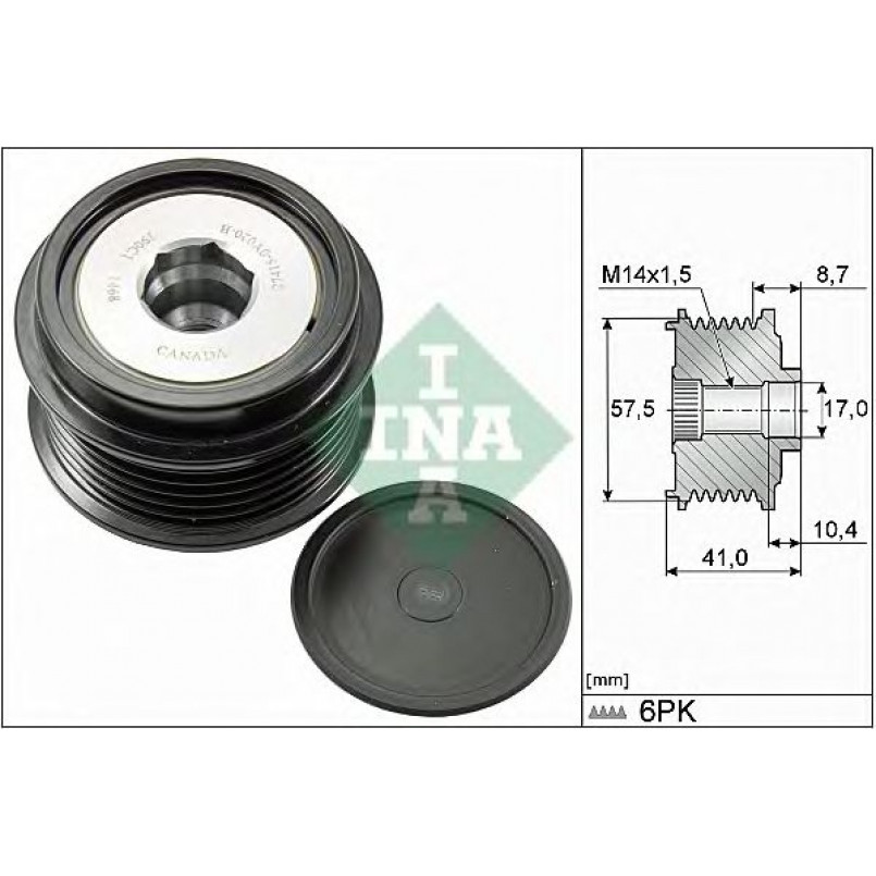535 0282 10 INA - Механізм вільного ходу (муфта) генератора
