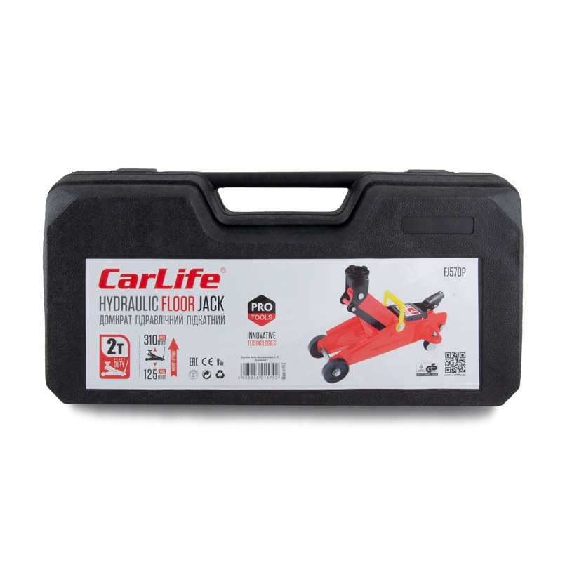 Carlife Домкрат гідравлічний (підкатний),Carlife 2т, 125-310мм,пласт.уп