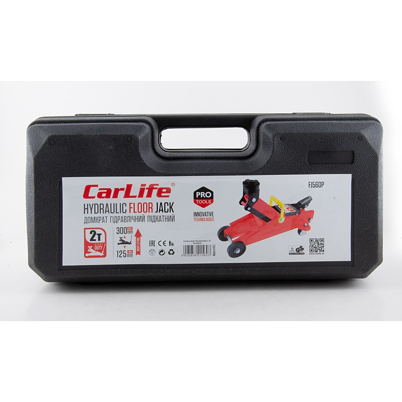 Carlife Домкрат гідравлічний (підкатний) 2т, 125-300мм,пласт.уп.