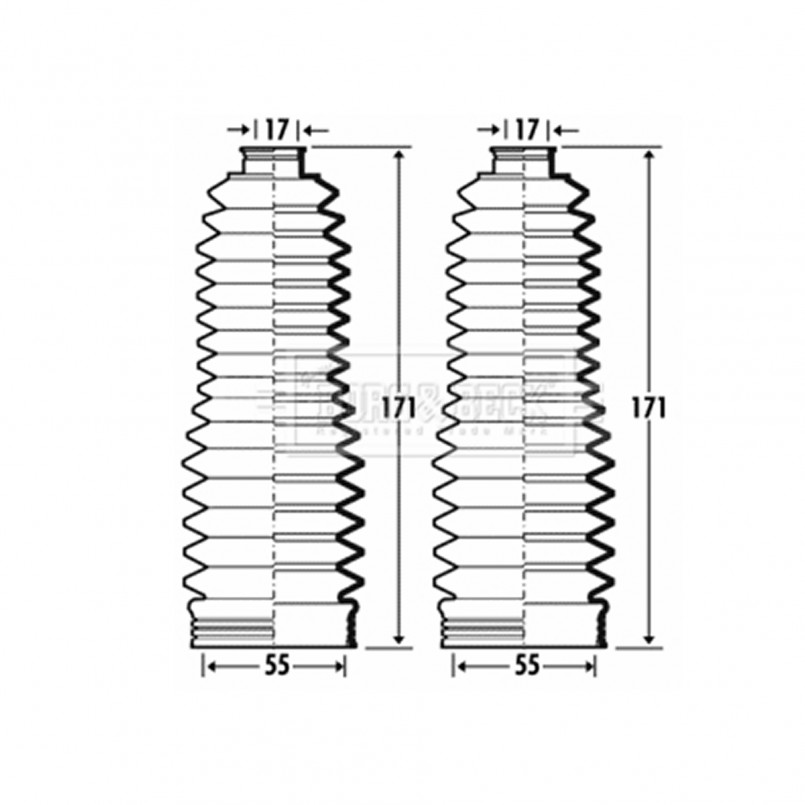 BSG3371 BORG & BECK - Пильовик кермової рейки к-т
