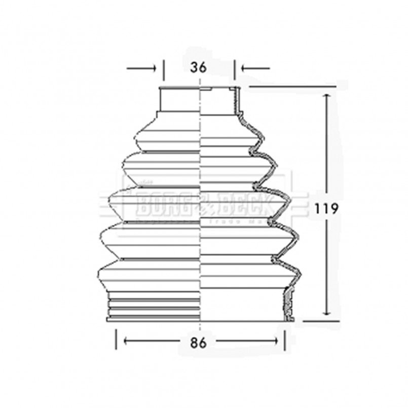 BCB2280 BORG & BECK - Пильовик привідного вала к-т