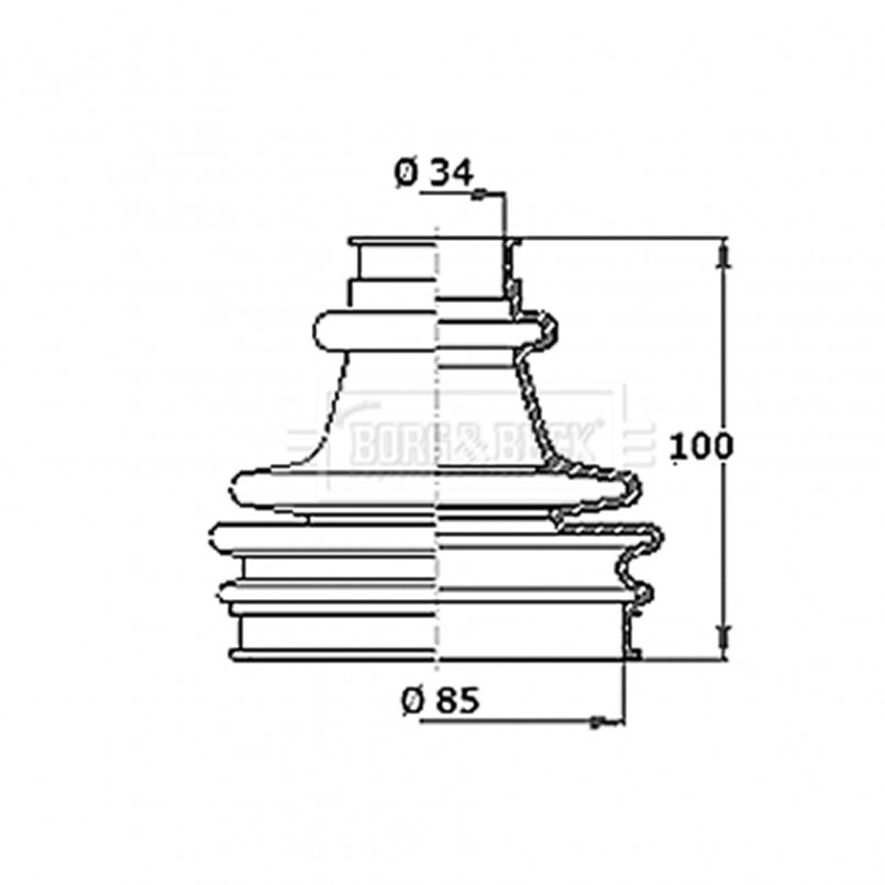 BCB2280R BORG & BECK - Пильовик привідного вала к-т