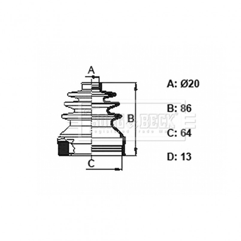 BCB6157 BORG & BECK - Пильовик привідного вала к-т