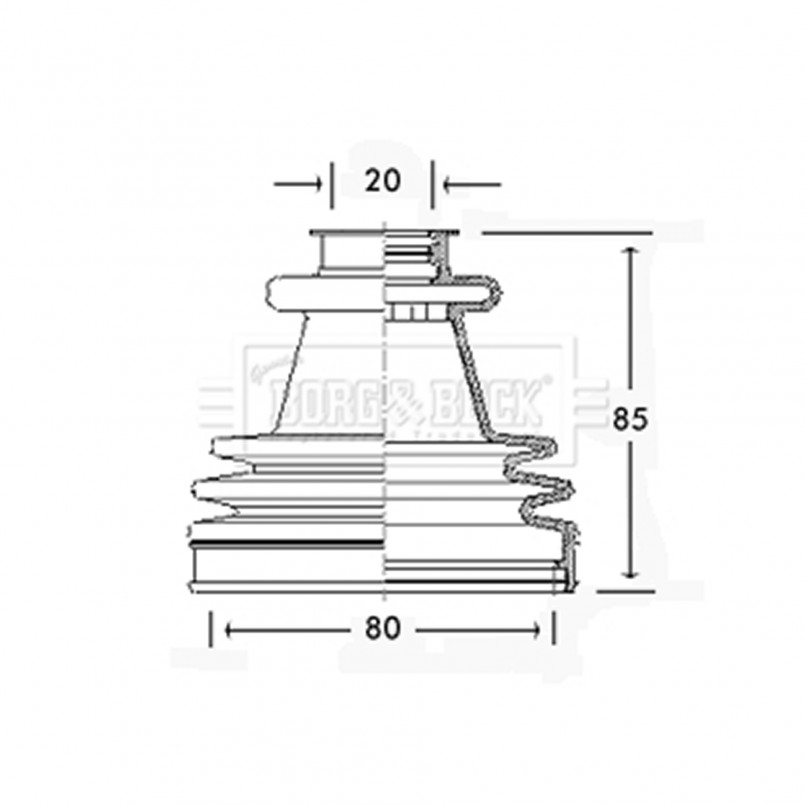 BCB2212 BORG & BECK - Пильовик привідного вала к-т