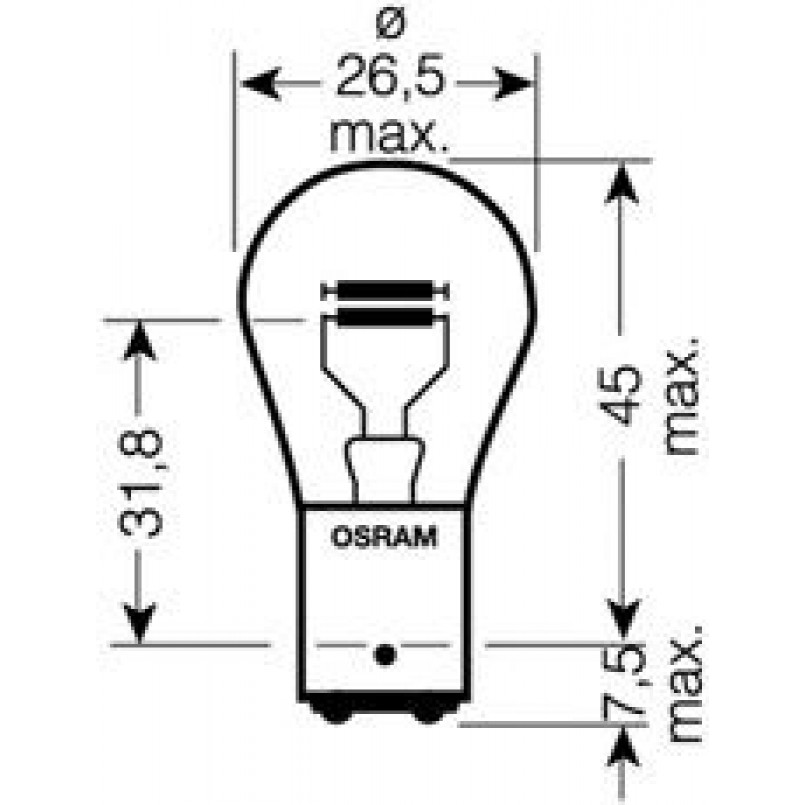 7528-UNV OSRAM Лампа P21/5W 12V 21W BAY15d ORIGINAL