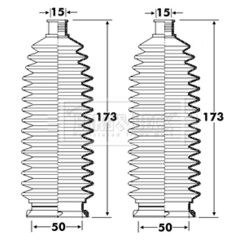 BSG3402 BORG & BECK  Пильовик кермової рейки к-т