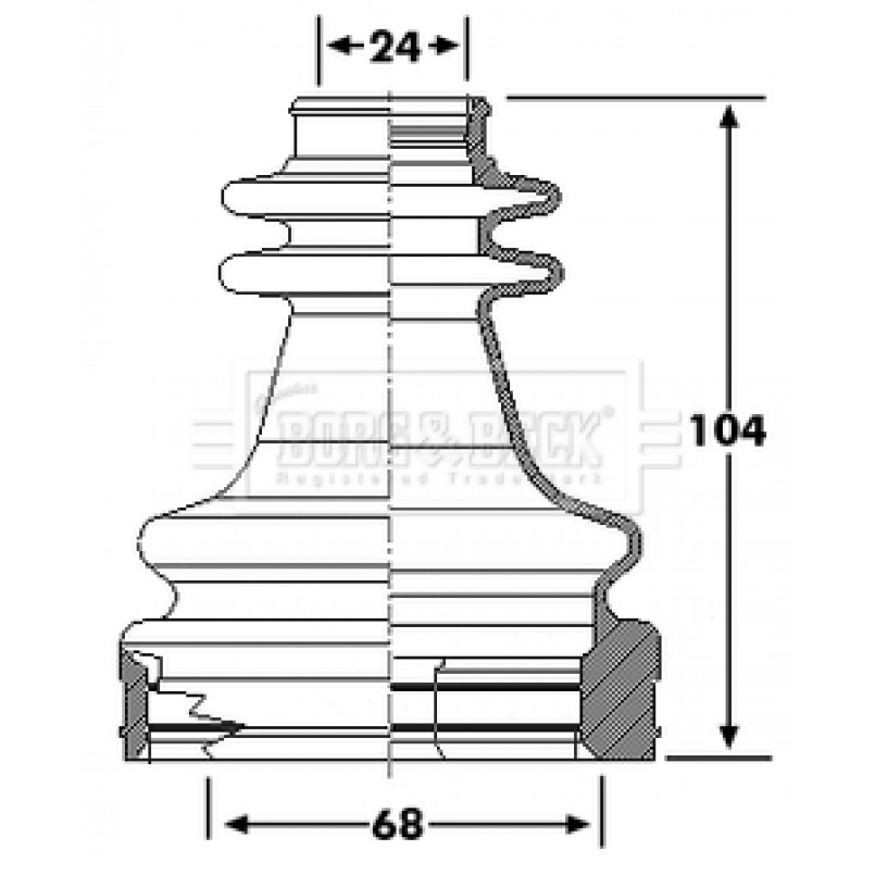 BCB6196 BORG & BECK - Пильовик привідного вала KIT