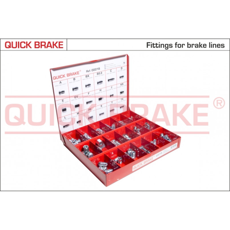 0001B QUICK BRAKE Комплект фитингов и cоединителей трубок тормозных d5.0-6.5 (К-кт 91 шт.)