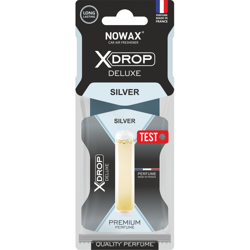 NOWAX Ароматизатор целюлозний з капсулою Nowax серія X Drop Delux - Silver (25шт/ящ)