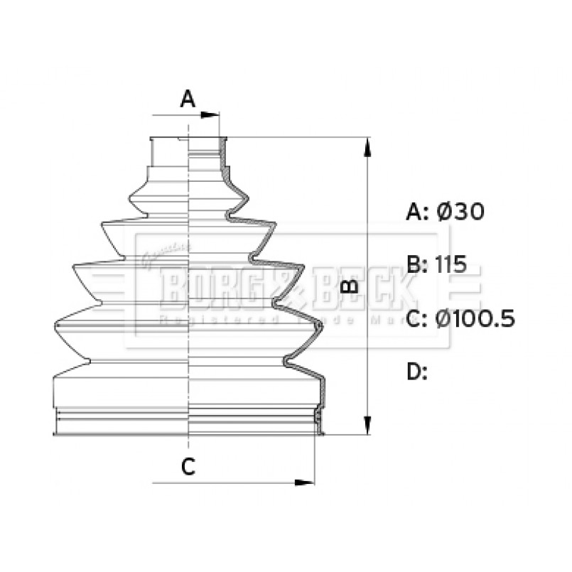 BCB6345 BORG & BECK - Пильовик привідного вала к-т
