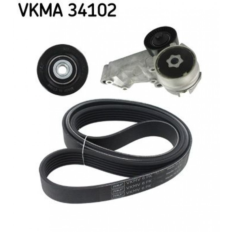 VKMA 34102 SKF Комплект доріжкового ремня (ролик, ремінь)