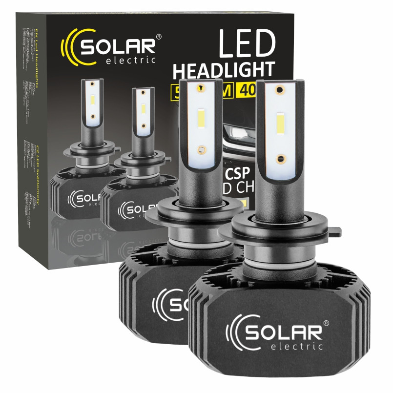 SOLAR Лампа LED H7 LED 12/24V 40W 5000Lm 6000K, CSP1860 2шт. (50шт.)