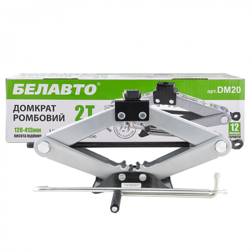 БЕЛАВТО  Домкрат ромбовий, 2т., гумова подушка,вис.підйому 120-413мм,(6шт/уп.)