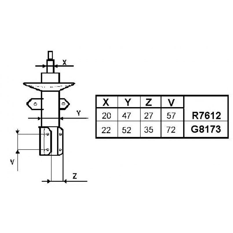 R7612 Monroe Амортизатор OIL передній лівий/правийMERCEDES-BENZ CITAN Box Body/MPV (W415) 11.2012 -;