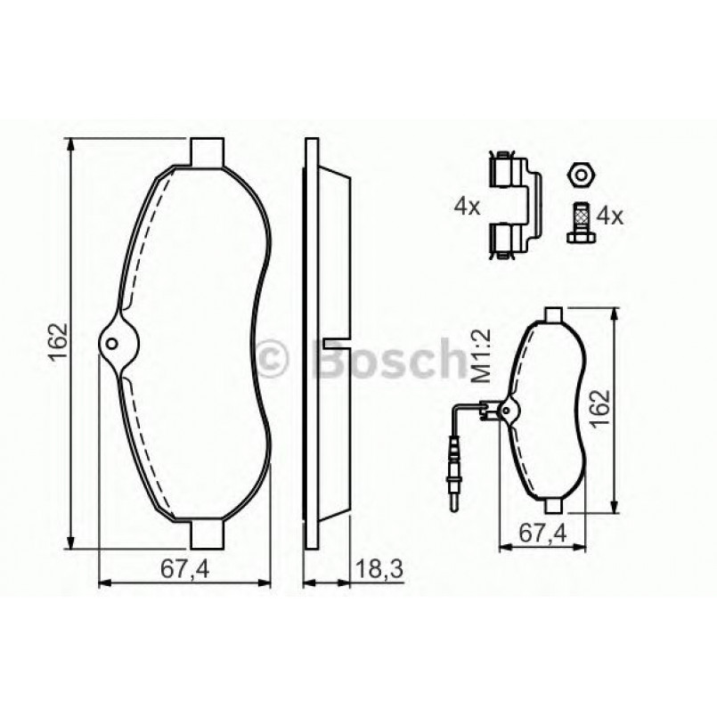 0986494163 BOSCH Гальмівні колодки до дисків BP1074