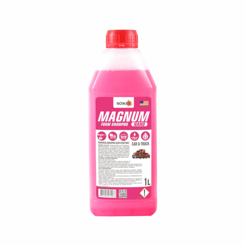 NOWAX Шампунь Суперконцентрат для Ручної Мийки NOWAX MAGNUM NANO FOAM SHAMPOO 1L (9шт/уп)