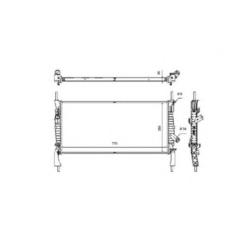 53746 NRF Радіатор охолодження (MT) (+AC) FORD TRANSIT, TRANSIT TOURNEO 2.2D-2.4D 04.06-