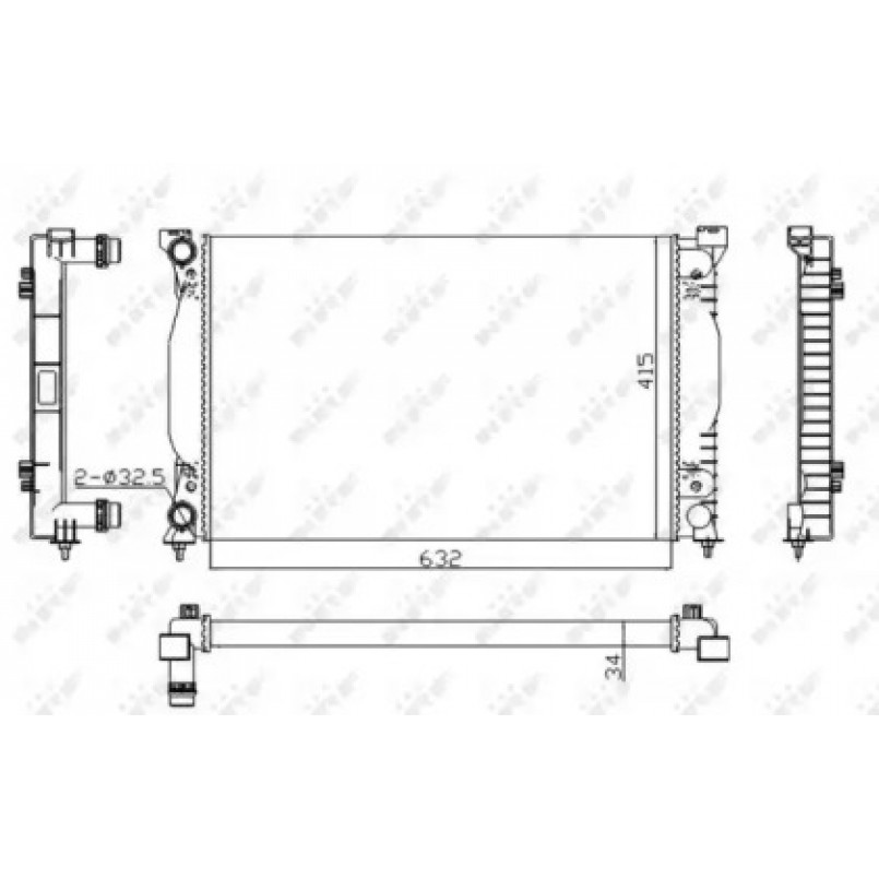 50539A NRF Радіатор двигуна AUDI A4, A6 SEAT EXEO, EXEO ST 1.6-2.0D 11.00-