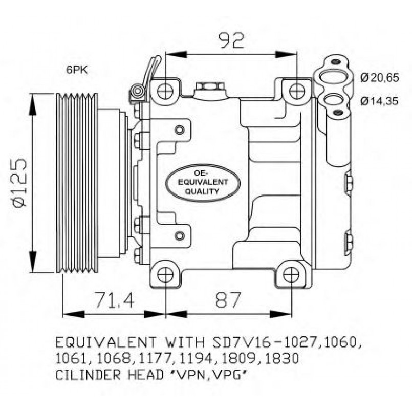 32742 NRF Компресор кондиціонера Dacia Duster, Logan,Sandero Renault Clio 1.4-1.6Lpg 09.98-