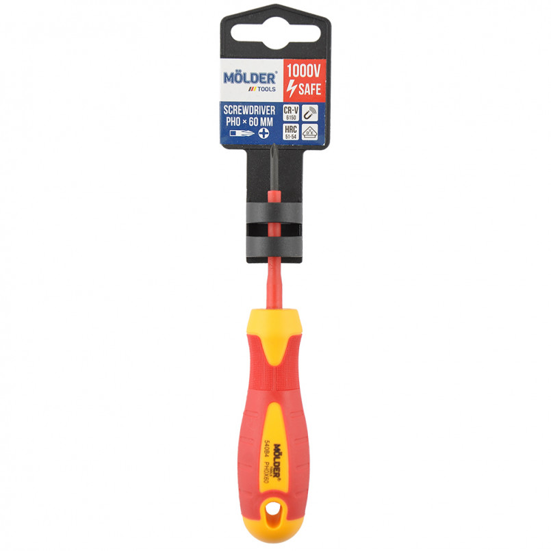MOLDER Викрутка хрестова, діелектрична, VDE 1000 В, PH0x60mm (12шт/уп)