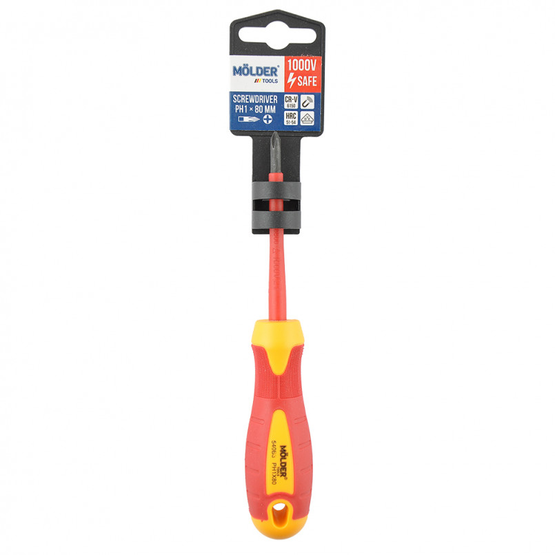MOLDER Викрутка хрестова, діелектрична, VDE 1000 В, PH1x80mm (12шт/уп)