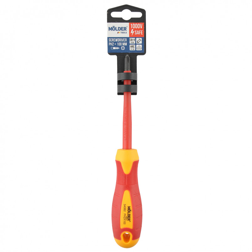 MOLDER Викрутка хрестова, діелектрична, VDE 1000 В, PH2x100mm (12шт/уп)