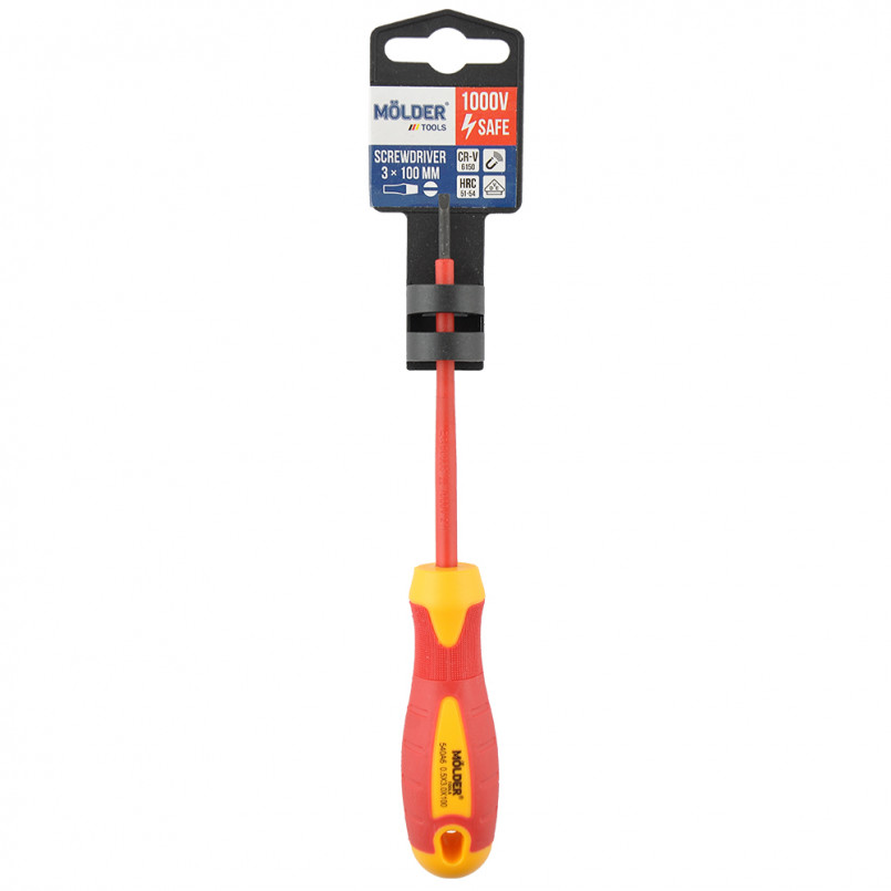 MOLDER Викрутка шліцева, діелектрична, VDE 1000 В, SL3x100mm (12шт/уп)