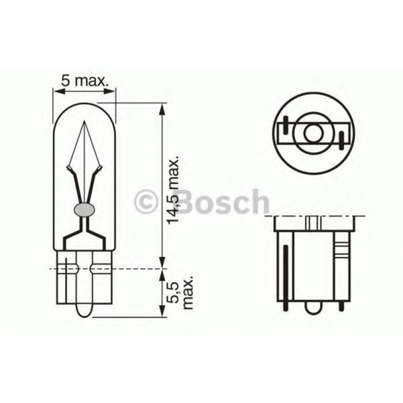 1987302208 BOSCH Лампа W1.2W 12V W2X4,6D PURE LIGHT (10 шт.)