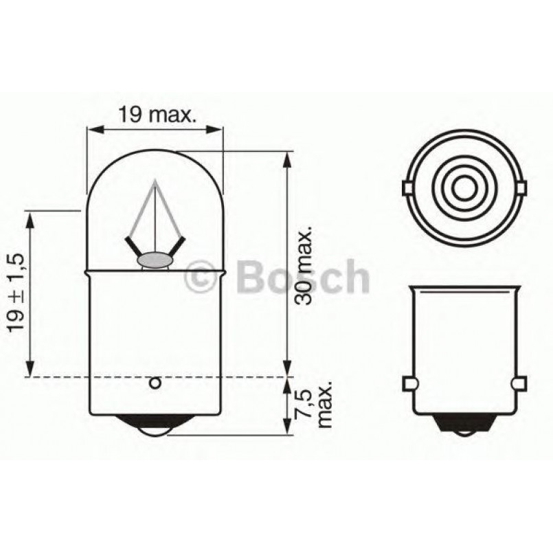 1987302510 BOSCH Лампа R5W 24V 5W BA15S Trucklight (10 шт.)