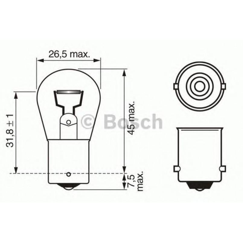 1987302501 BOSCH Лампа P21W 24V BA15S P21W Trucklight (10 шт.)
