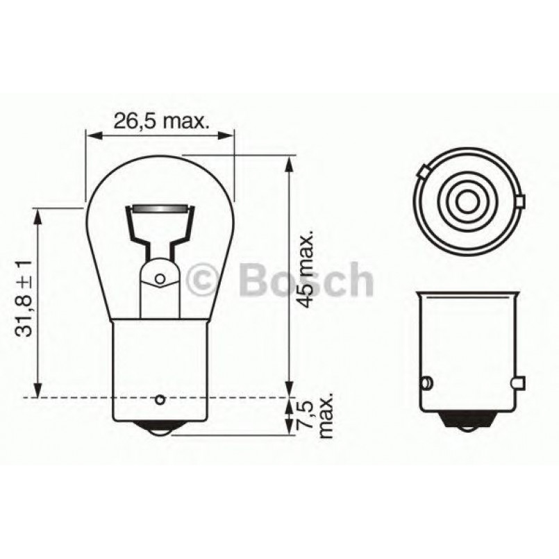 1987302213 BOSCH Лампа PY21W 12V BAU15S PURE LIGHT (10 шт.)