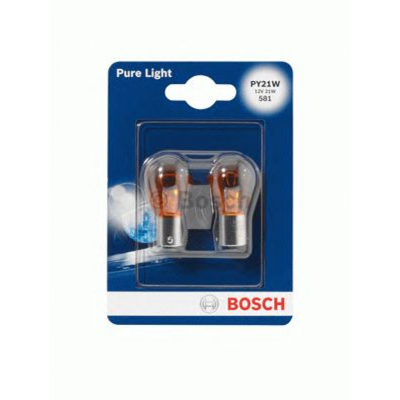 1987301018 BOSCH Лампа PY21W 12V BAU15S PURE LIGHT (бл. 2 шт.)