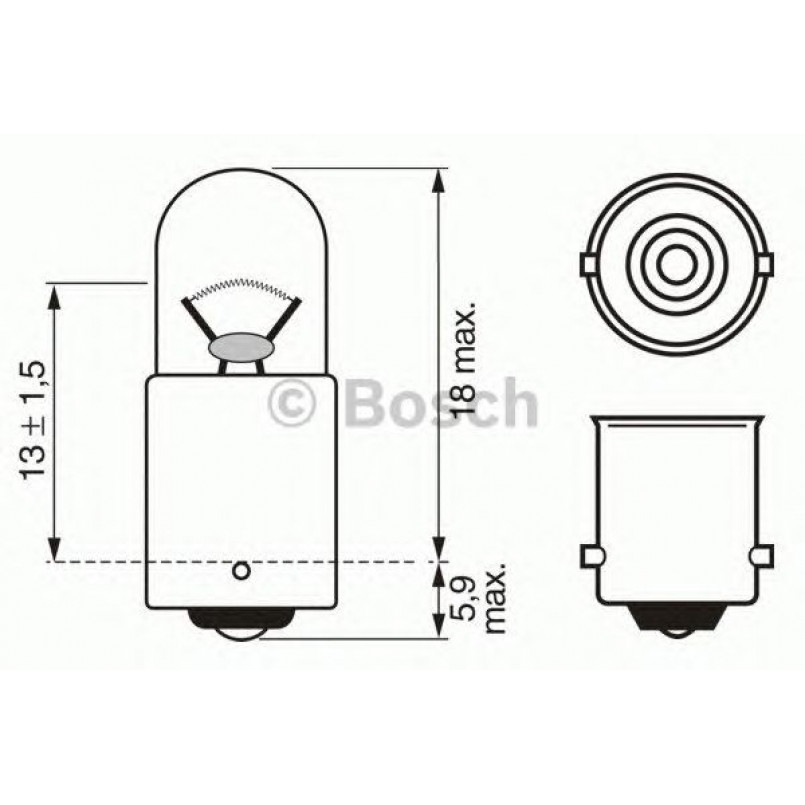 1987302508 BOSCH Лампа T2W 24V 2W BA9S Trucklight (10 шт.)