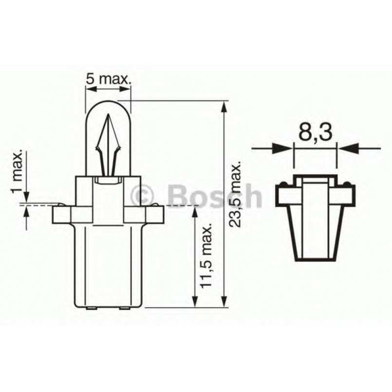 1987302515 BOSCH Лампа 24V 1,2W B8,3D Trucklight (10 шт.)