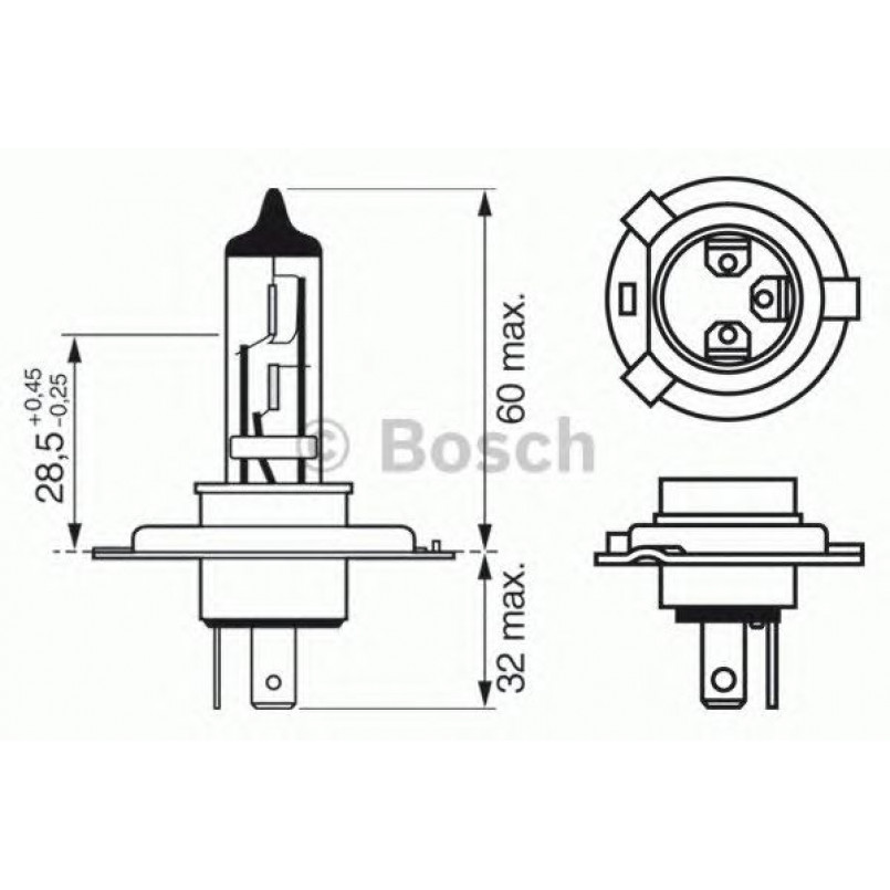 1987302048 BOSCH Лампа H4 12V 60/55W P43T Longlife Daytime